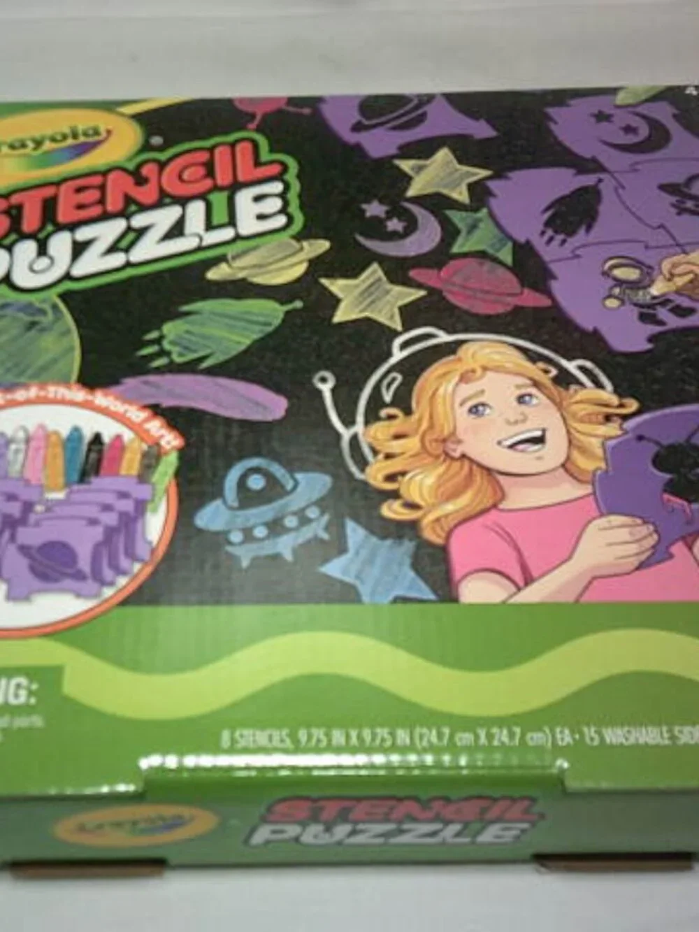NEW CRAYOLA STENCIL PUZZLE OUTDOOR SIDEWALK FUN AGES 4+ WASHABLE CHALK GREAT 🎁